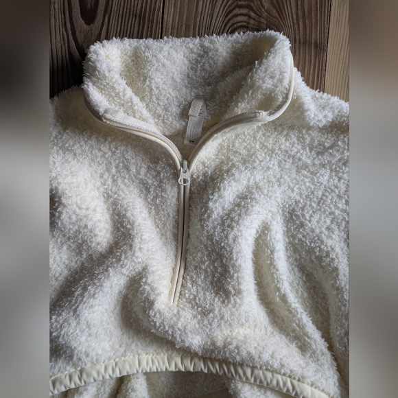SKIMS Quarter Zip Cozy Knit Crop Pullover Sweater Cream Kim Kardashian West S/M - Picture 7 of 9